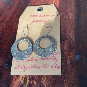 Metal clay imprinted earrings
